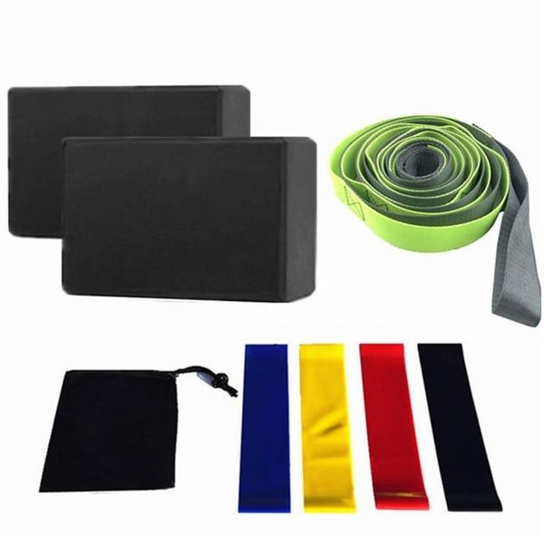 Fitness Kit Pilates Yoga Training Belt Resistance Bands Eva Blocks Gym Equipment Yoga Props