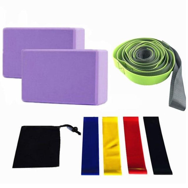 Fitness Kit Pilates Yoga Training Belt Resistance Bands Eva Blocks Gym Equipment Yoga Props