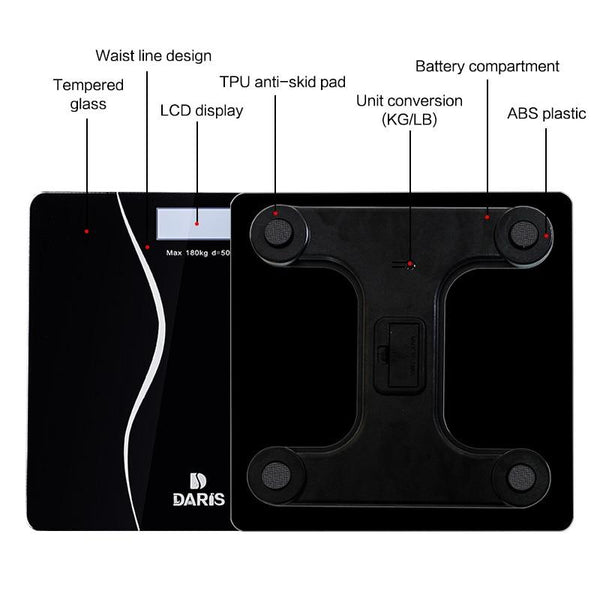 Digital Black Lcd Display Weight Management Fitness Bathroom Scales