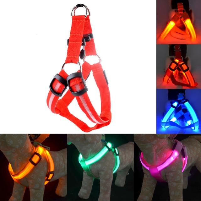 Usb Rechargeable Led Nylon Dog Collar Harness Flashing Light Up Safety Pet Collars P01 Dog Collars