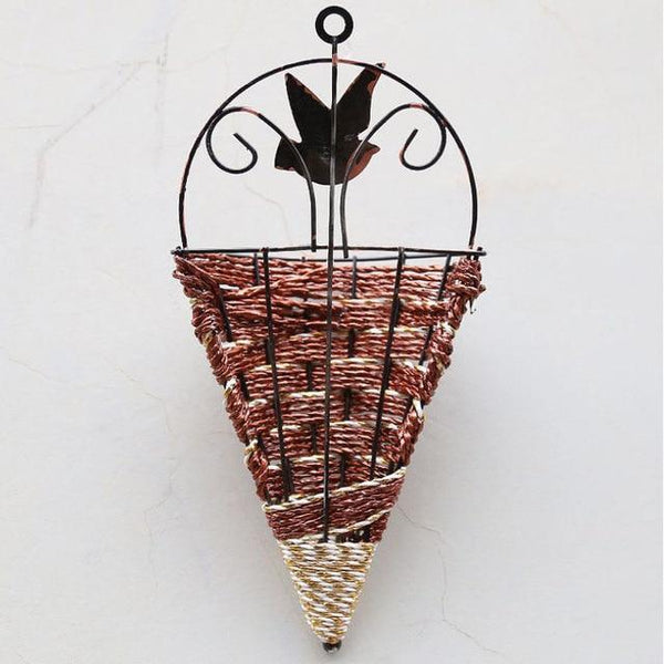 Natural Wicker Flower Basket Wall Hanging Pot Planter Rattan Vase Home Decor Baskets Pots Window Boxes