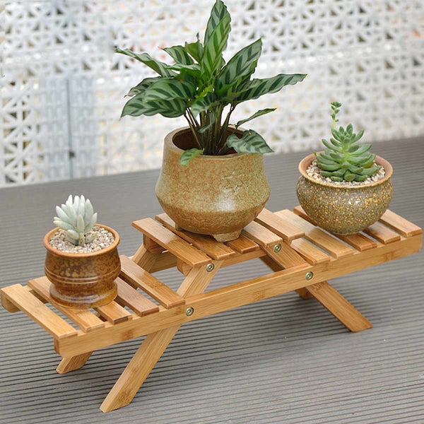 Bamboo Plant Flower Shelf Stand Indoor Or Outdoor Pot Rack Holder Home Decor