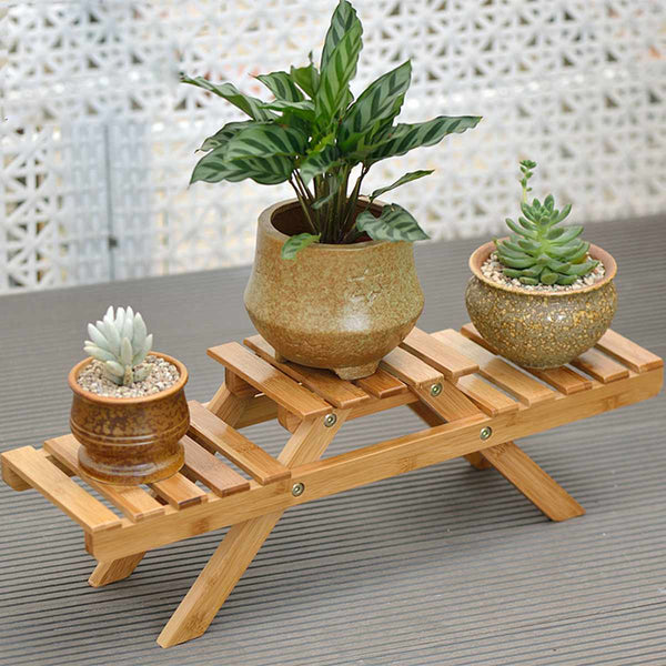 Bamboo Plant Flower Shelf Stand Indoor Or Outdoor Pot Rack Holder Decor Plant Stands