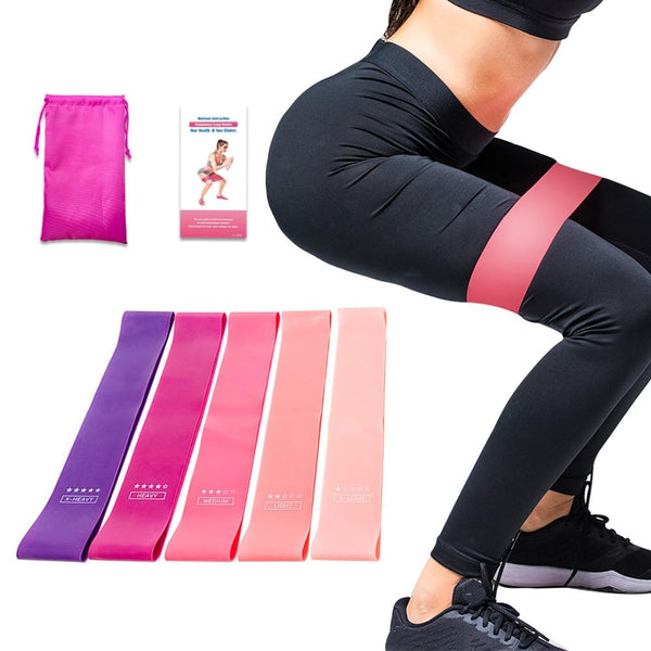 Set Of 5 Gradient Resistance Bands Home Gym Fitness Strength Exercise Workout Equipment