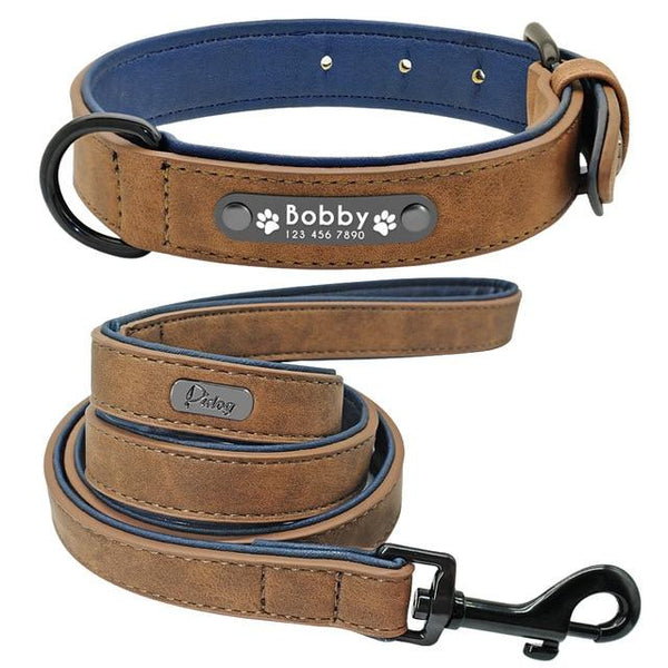 Suede Custom Dog Collar Leash Set Leads & Head Collars