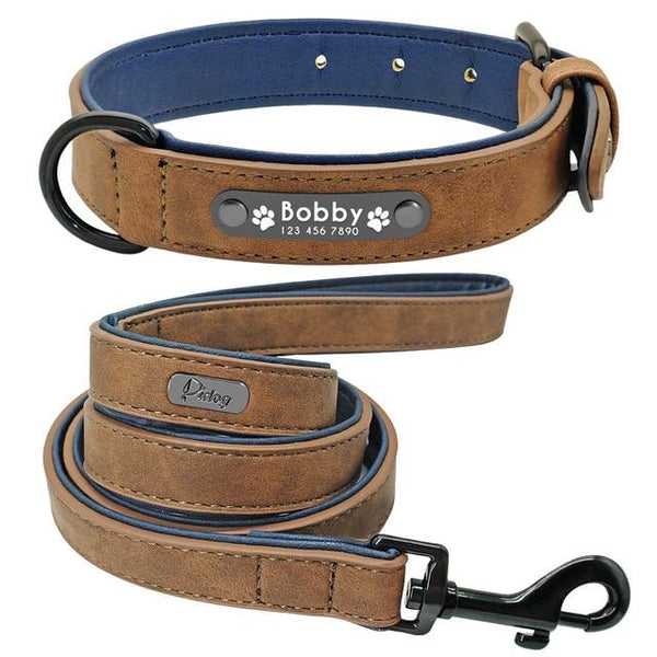 Suede Custom Dog Collar Leash Set