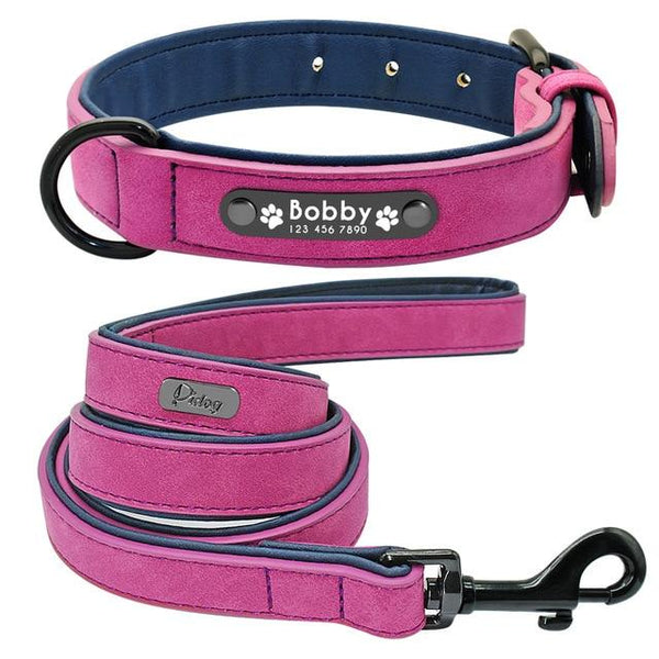 Suede Custom Dog Collar Leash Set Leads & Head Collars