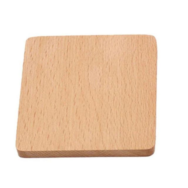 Set Of 2 Eco Friendly Beech Wood Round Square Flat Rim Coasters