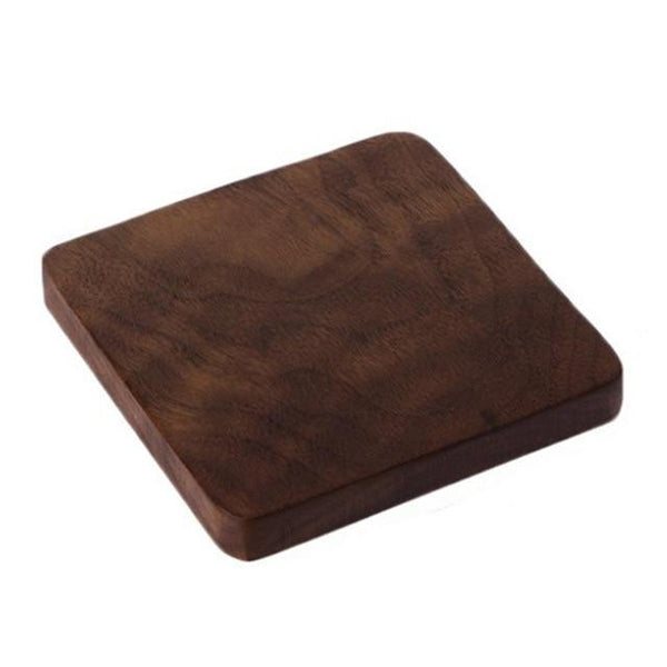 Set Of 2 Eco Friendly Beech Wood Round Square Flat Rim Coasters