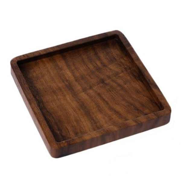 Set Of 2 Eco Friendly Beech Wood Round Square Flat Rim Coasters
