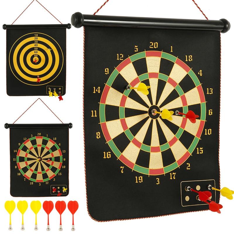 Double Sided Darts Target Set With Magnetic Flocking Dartboard Indoor Sports Family Games Boards