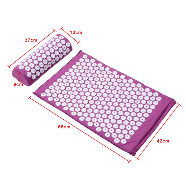 Purple Massage Acupressure Yoga Mat With Pillow Stress Relief Exercise Massagers