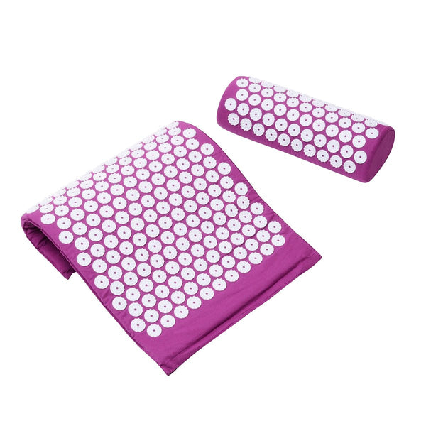 Purple Massage Acupressure Yoga Mat With Pillow Stress Relief Exercise Massagers