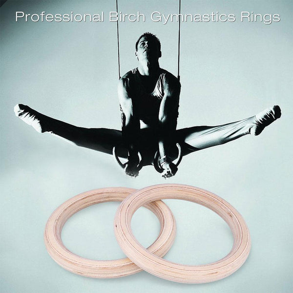 32Mm Wooden Gymnastics Training Rings Crossfit Home Exercise Equipment Fitness