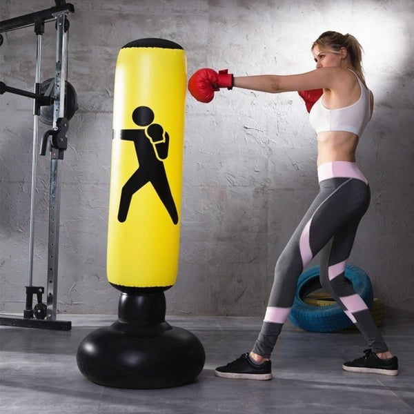 1.6M Yellow Inflatable Standing Boxing Bag Water Base Stress Punching Gym Punching Bags