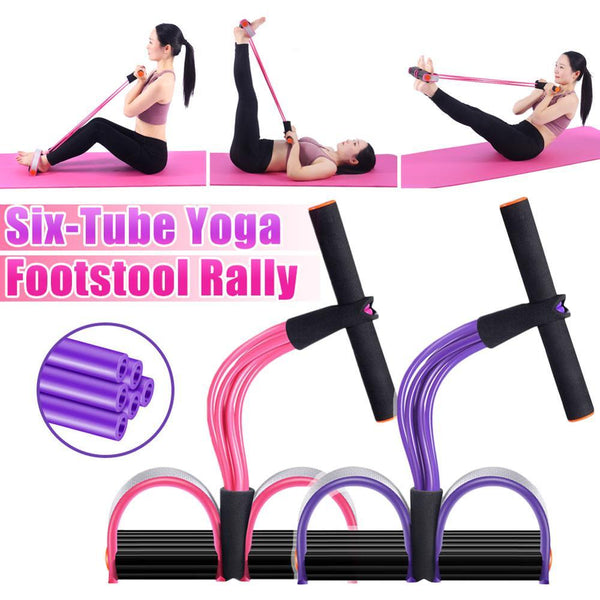 Fitness Latex Tube Resistance Bands Pink / Purple Pedal Exerciser Sit Up Pull Rope Resistance Trainers