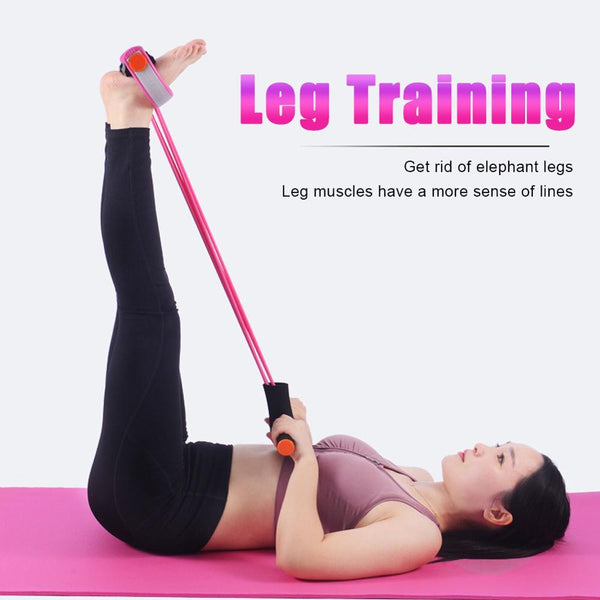 Fitness Latex Tube Resistance Bands Pink / Purple Pedal Exerciser Sit Up Pull Rope Resistance Trainers
