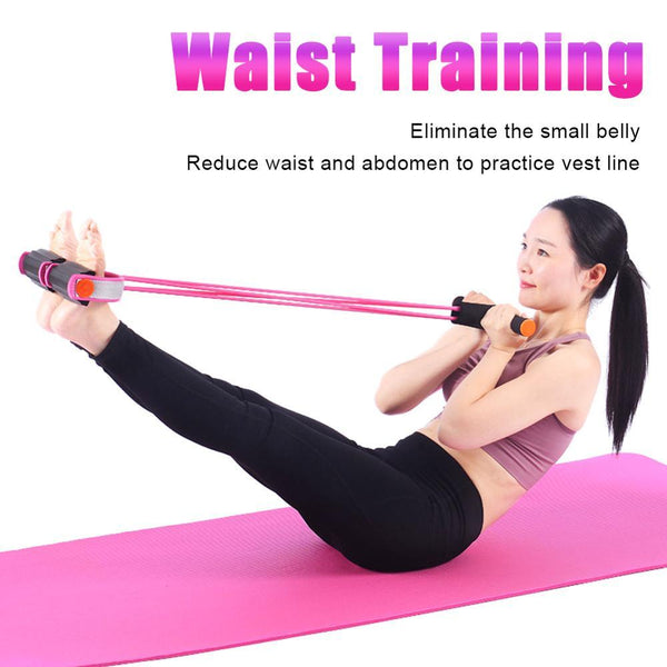 Fitness Latex Tube Resistance Bands Pink / Purple Pedal Exerciser Sit Up Pull Rope Resistance Trainers