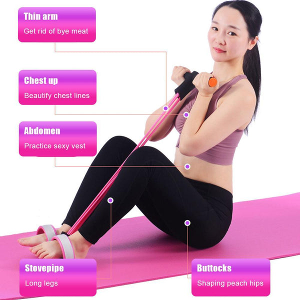 Fitness Latex Tube Resistance Bands Pink / Purple Pedal Exerciser Sit Up Pull Rope Resistance Trainers