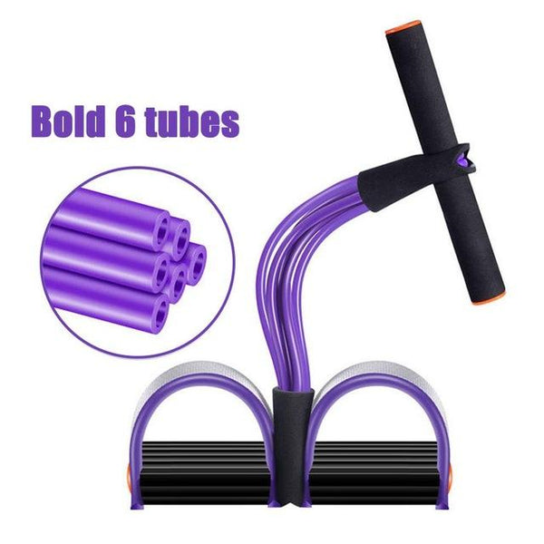 Fitness Latex Tube Resistance Bands Pink / Purple Pedal Exerciser Sit Up Pull Rope Resistance Trainers