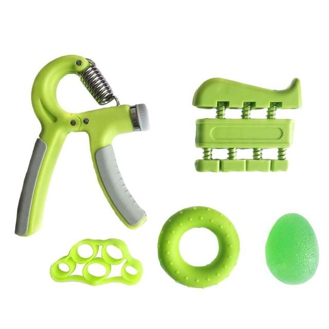 5Pc Hand Finger Strength Kit Grips Exerciser Therapy Ball Hand Grippers