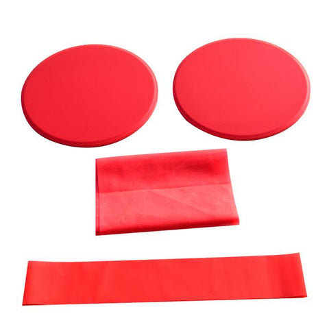 3 / Pcs Red Fitness Workout Kit With Sliding Discs Resistance Band Latex Yoga Stretching Strap Other Fitness Running & Yoga