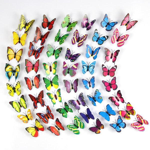 12 Pcs / Set Rainbow Colourful 3D Pvc Butterfly Wall Sticker Decor Wall Stickers
