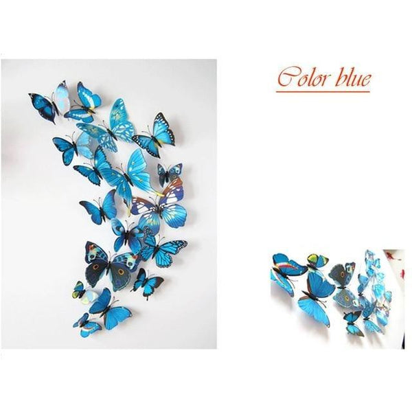 12 Pcs / Set Rainbow Colourful 3D Pvc Butterfly Wall Sticker Decor Wall Stickers