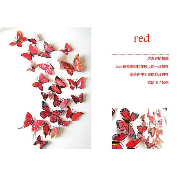 12 Pcs / Set Rainbow Colourful 3D Pvc Butterfly Wall Sticker Decor Wall Stickers