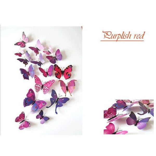 12 Pcs / Set Rainbow Colourful 3D Pvc Butterfly Wall Sticker Decor Wall Stickers