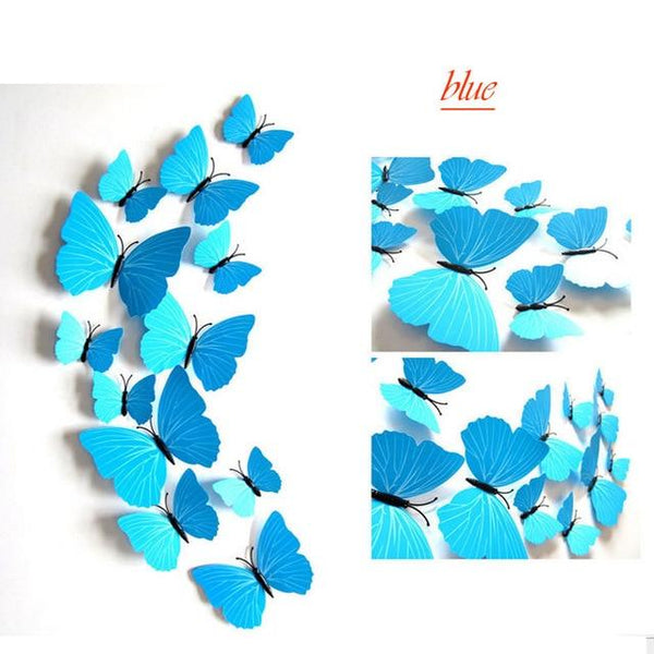 12 Pcs / Set Rainbow Colourful 3D Pvc Butterfly Wall Sticker Decor Wall Stickers