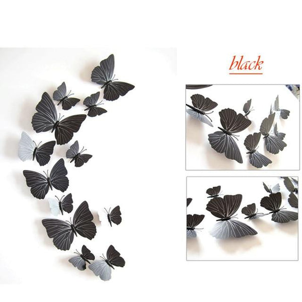 12 Pcs / Set Rainbow Colourful 3D Pvc Butterfly Wall Sticker Decor Wall Stickers