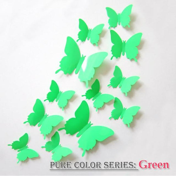12 Pcs / Set Rainbow Colourful 3D Pvc Butterfly Wall Sticker Decor Wall Stickers