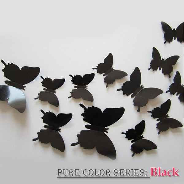 12 Pcs / Set Rainbow Colourful 3D Pvc Butterfly Wall Sticker Decor Wall Stickers