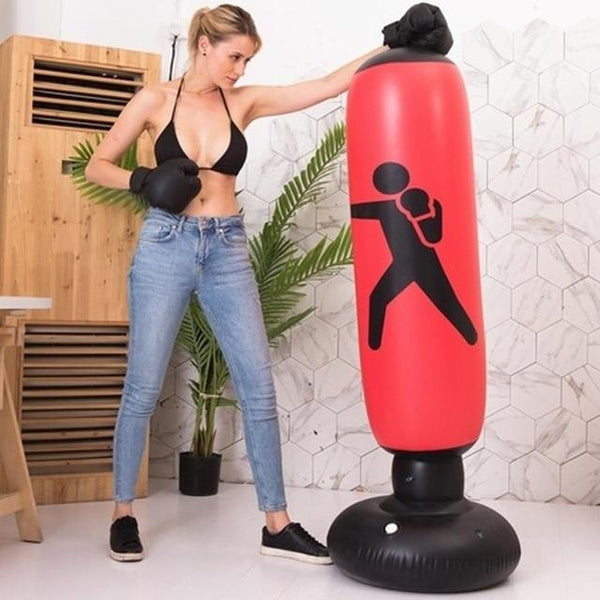 1.6M Red Inflatable Standing Boxing Bag Water Base Stress Punching Gym Punching Bags