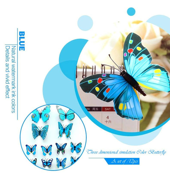 12 Pcs / Set Rainbow Colourful 3D Pvc Butterfly Wall Sticker Decor Wall Stickers