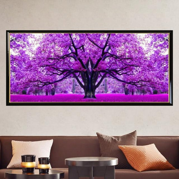 5D Diy Diamond Painting Cross Stitch Purple Cherry Tree Embroidery Decor Diamond Painting Kits