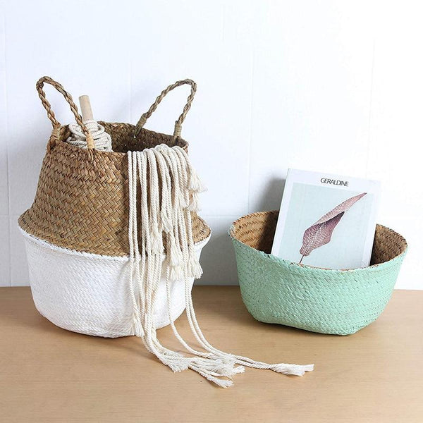 Colour Block Wicker Storage Baskets