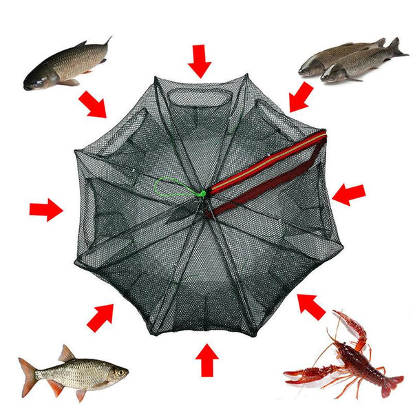 6 / 8 Holes Automatic Fishing Net Cage Portable Foldable Crab Shrimp Trap Nets