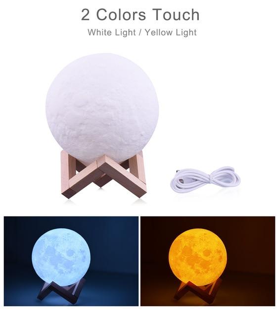 3D Rechargeable Moon Night Light Remote Led Lamp Lamps