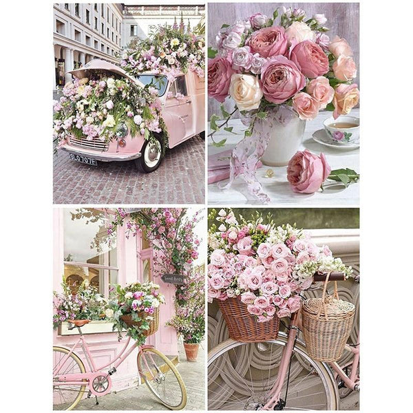 Diamond Painting Full Square Flowers Bicycle Car Decor Kit Diamond Painting Kits