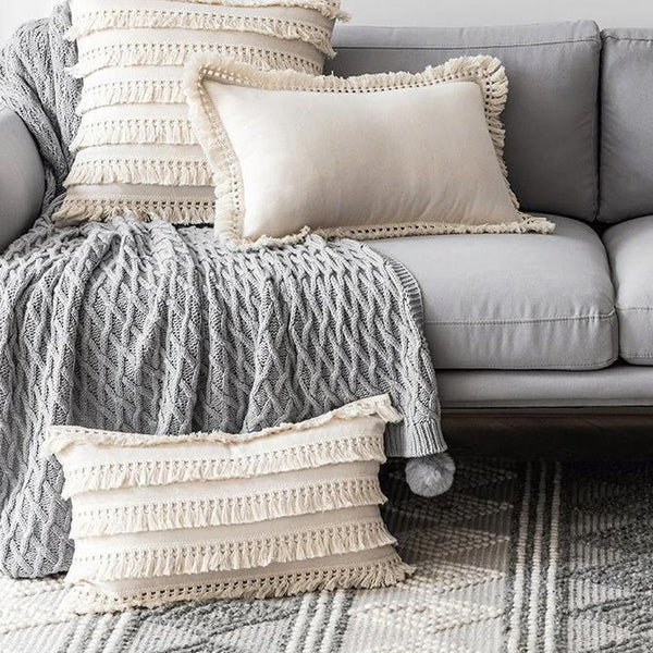 Linen Cotton Neutral Fringe Cushion Covers Decor Cushions & Decorative Pillows