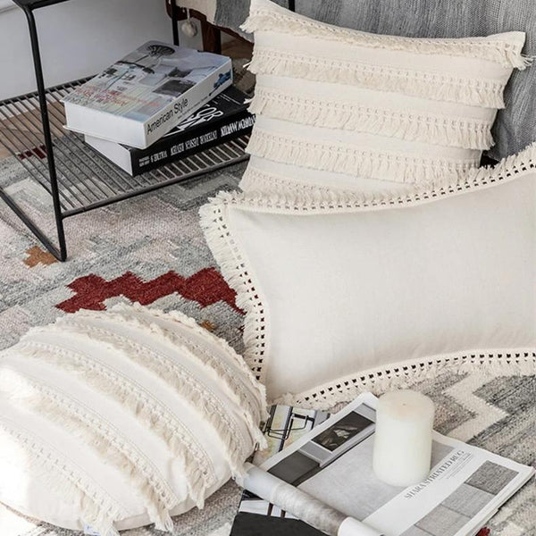 Linen And Cotton Neutral Fringe Cushion Covers Home Decor