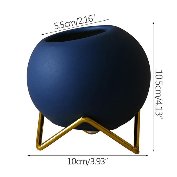 Little Nordic Ceramic Succulent Flowerpot With Metal Stand Baskets Pots Window Boxes