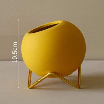 Little Nordic Ceramic Succulent Flowerpot With Metal Stand Baskets Pots Window Boxes