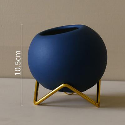 Little Nordic Ceramic Succulent Flowerpot With Metal Stand Baskets Pots Window Boxes