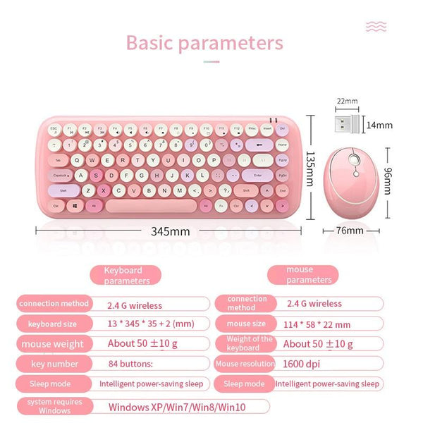 Classic Wireless Keyboard And Mouse Set In Blue / Pink Green Keyboard & Mouse Bundles