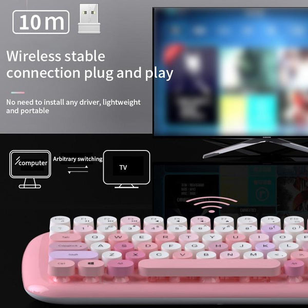 Classic Wireless Keyboard And Mouse Set In Blue / Pink Green Keyboard & Mouse Bundles