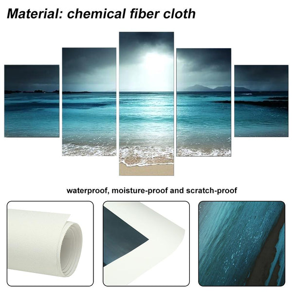 Sunset Beach Seascape 5 Panel Canvas Painting Wall Art Coastal Decor Posters & Prints