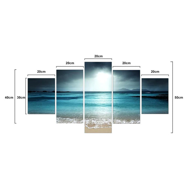Sunset Beach Seascape 5 Panel Canvas Painting Wall Art Coastal Decor Posters & Prints